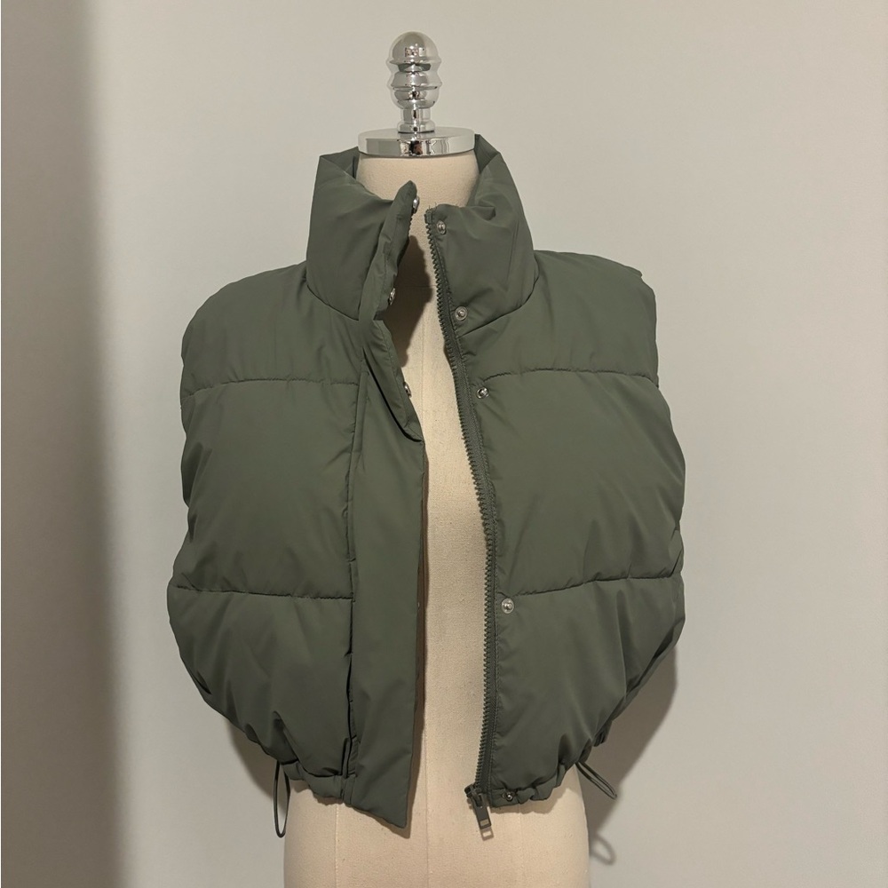 Love Tree Green Quilted Puffer Vest